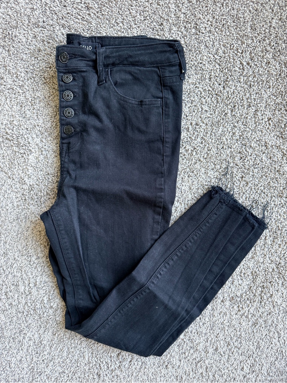 Cello Black Ankle Button-Detail Cropped Jeans - Size 9
